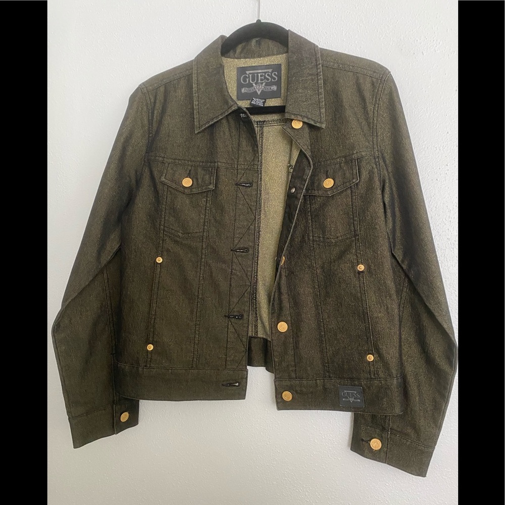 Guess Gold Sparkled Black Jacket NWOT Black/Gold